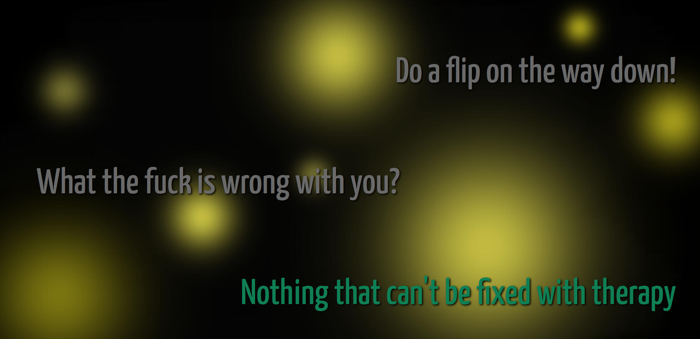 To keep dialogue readable, the present version (the teenager) would always remain on the left side, with the future alway on the right side. The narration would be in the centre to help visualise the difference between speech and thought.